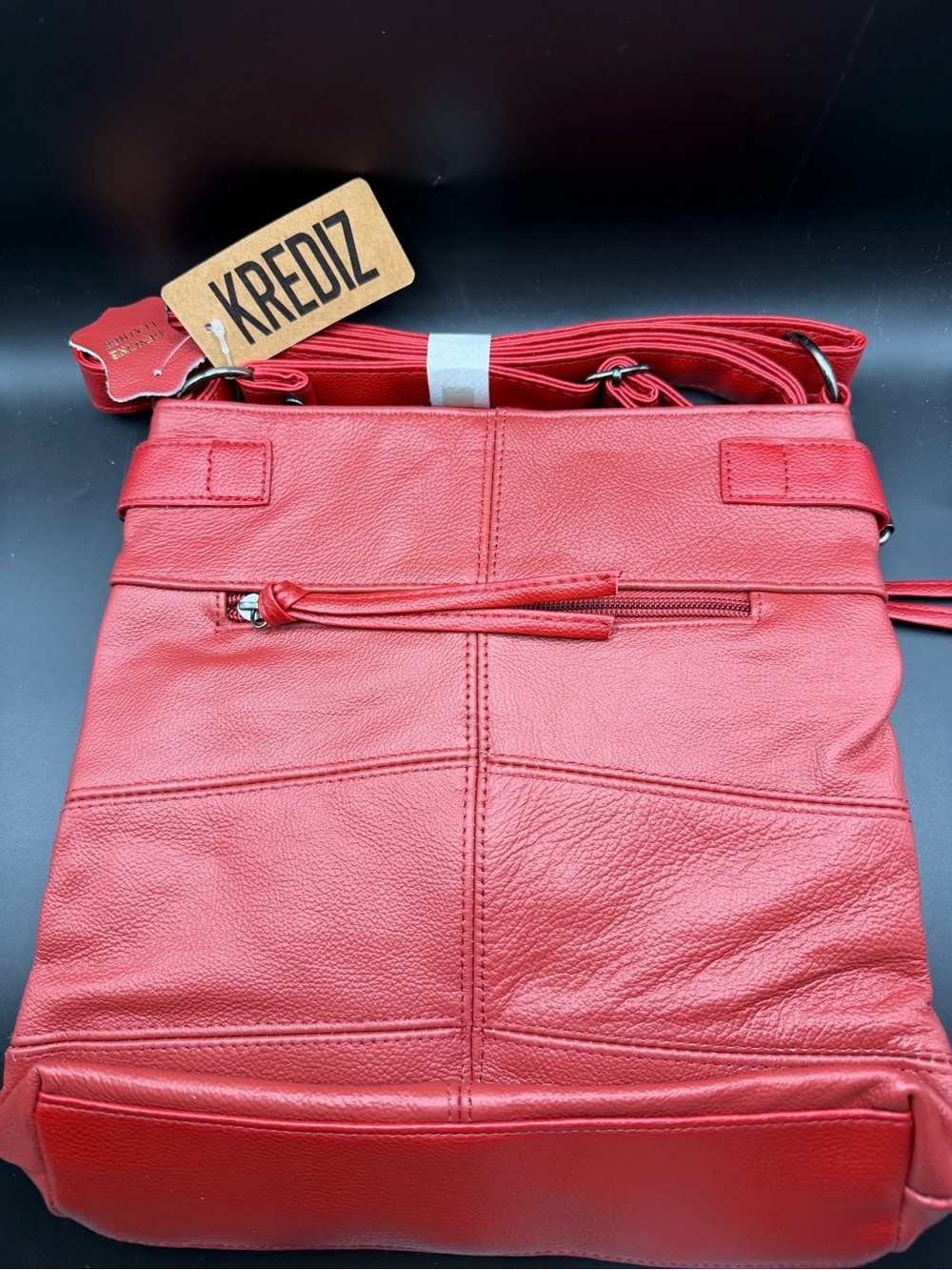 Red Leather Crossbody Bag for Women